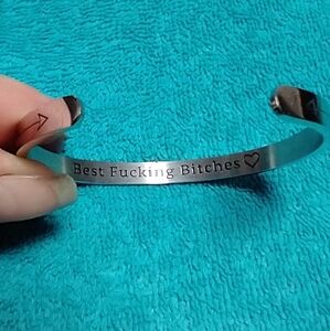 Engraved Silver stainless steel best friends  Bracelet arrow cuff